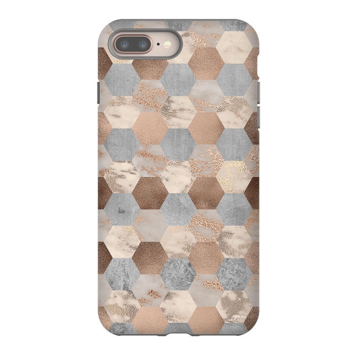 iPhone 7 plus StrongFit Marble Rose Gold Honeycomb Pattern by  Utart