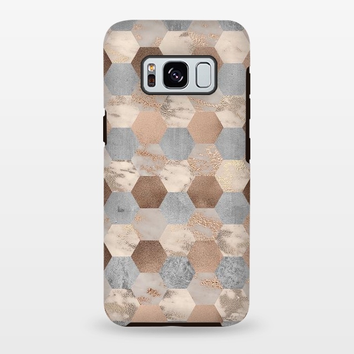 Galaxy S8 plus StrongFit Marble Rose Gold Honeycomb Pattern by  Utart