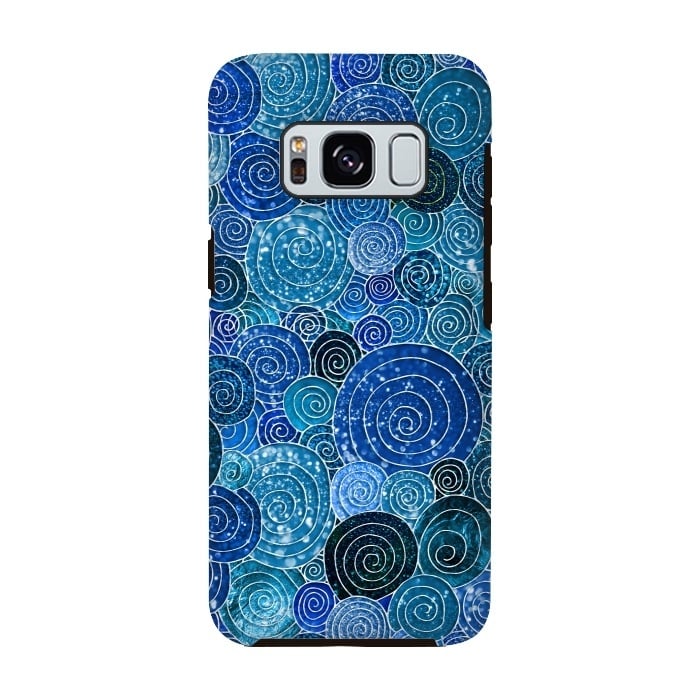 Galaxy S8 StrongFit Blue Glitter Circles Dance by  Utart