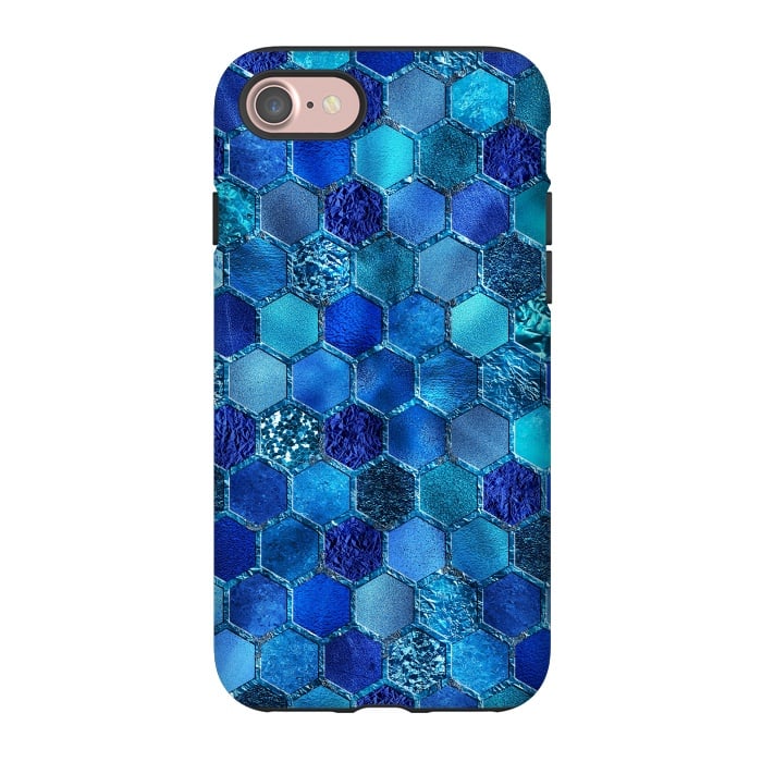 iPhone 7 StrongFit Blue HOneycomb Glitter Pattern by  Utart