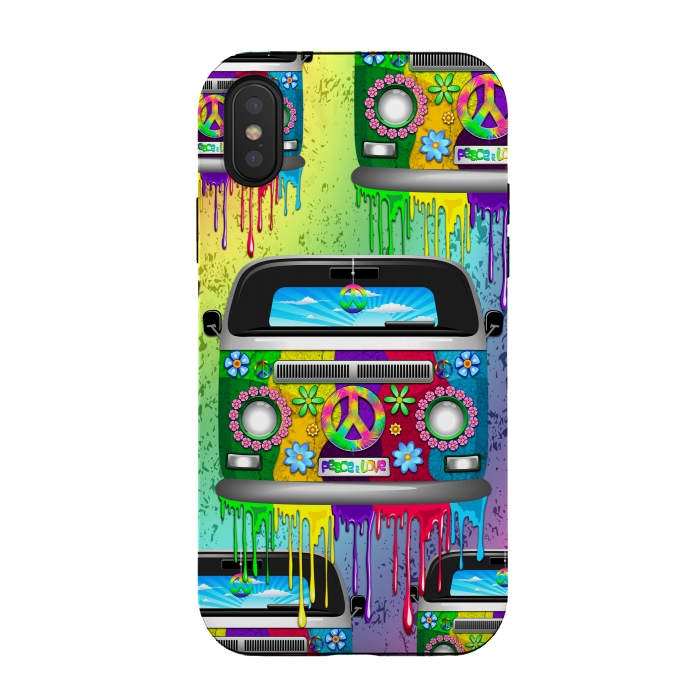 iPhone Xs / X StrongFit Hippie Van Dripping Rainbow Paint by BluedarkArt