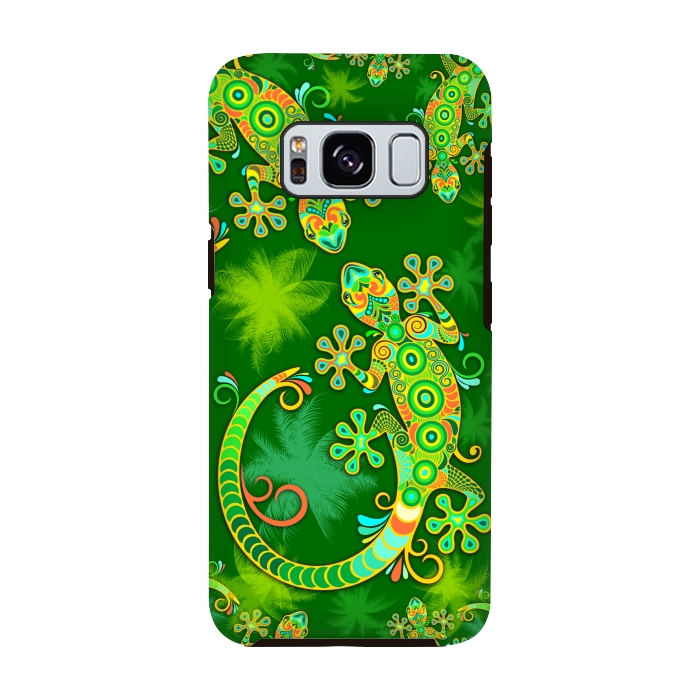Galaxy S8 StrongFit Gecko Lizard Colorful Tattoo Style by BluedarkArt