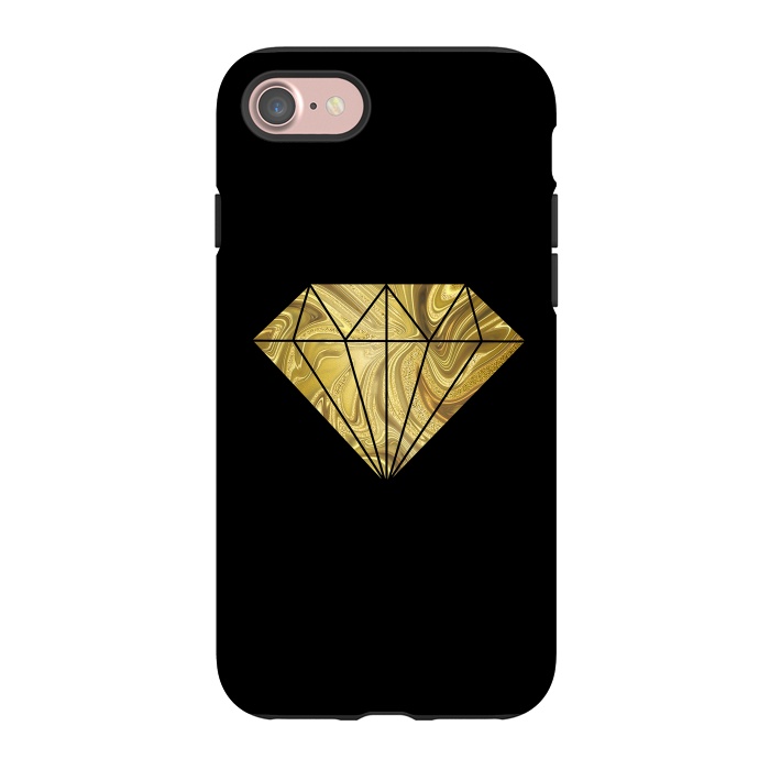 iPhone 7 StrongFit Golden Diamond  Faux Glitter On Black by Andrea Haase