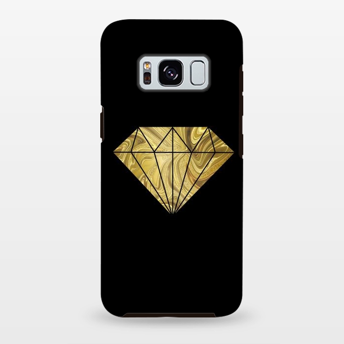 Galaxy S8 plus StrongFit Golden Diamond  Faux Glitter On Black by Andrea Haase