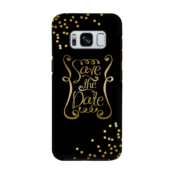 Galaxy S8 StrongFit Save The Date Golden Calligraphy by Andrea Haase