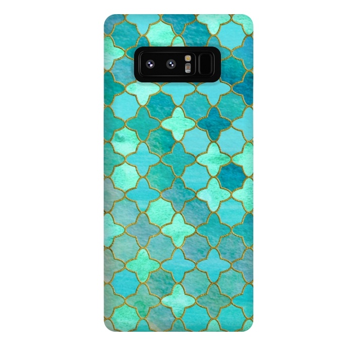 Galaxy Note 8 StrongFit Aqua Moroccan Shapes Pattern  by  Utart