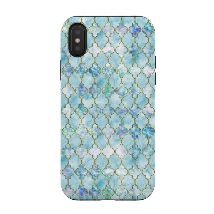 iPhone Xs / X StrongFit Blue Moroccan Shapes Pattern  by  Utart