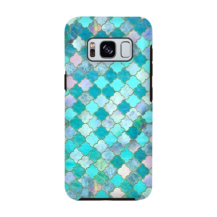 Galaxy S8 StrongFit Multicolor Teal Moroccan Shapes Pattern  by  Utart