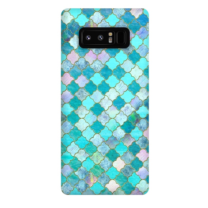 Galaxy Note 8 StrongFit Multicolor Teal Moroccan Shapes Pattern  by  Utart