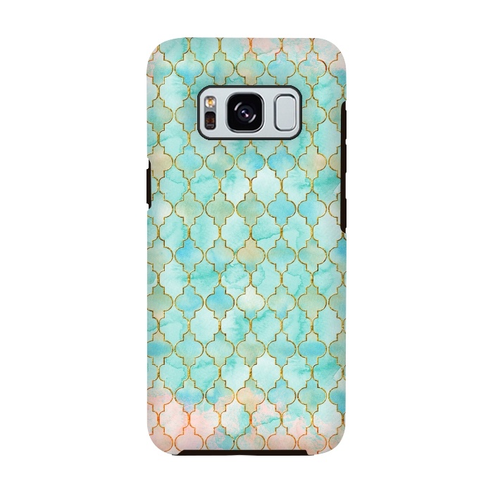 Galaxy S8 StrongFit Multicolor Teal Pink Moroccan Shapes Pattern  by  Utart