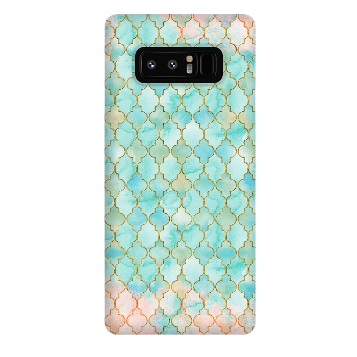 Galaxy Note 8 StrongFit Multicolor Teal Pink Moroccan Shapes Pattern  by  Utart