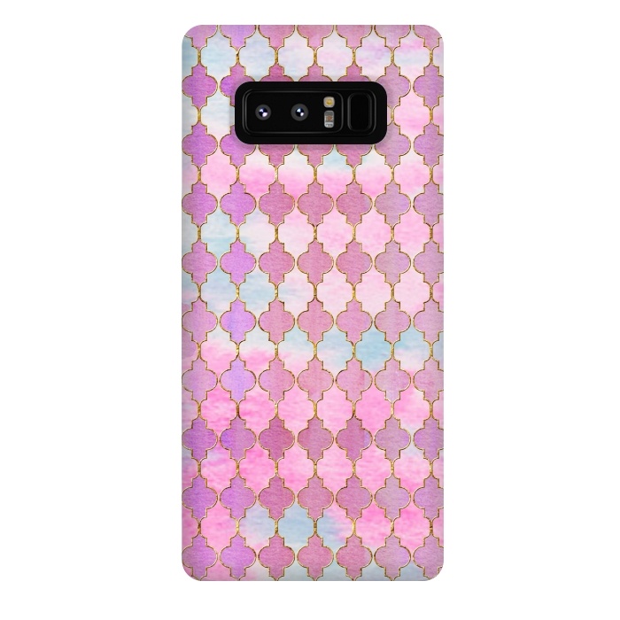 Galaxy Note 8 StrongFit Multicolor Pink Moroccan Shapes Pattern  by  Utart