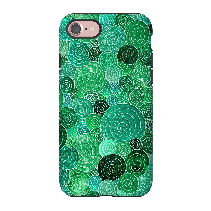 iPhone 7 StrongFit Green Circles Polka dots Glitter Pattern by  Utart
