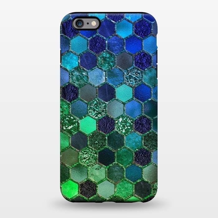 iPhone 6/6s plus StrongFit Green and Blue Metalic Honeycomb Pattern by  Utart