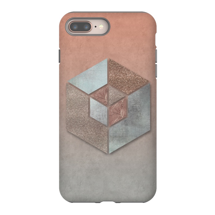 iPhone 7 plus StrongFit Copper Gray Hexagon by Andrea Haase