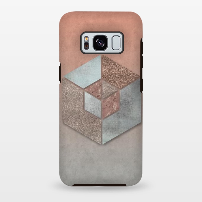 Galaxy S8 plus StrongFit Copper Gray Hexagon by Andrea Haase