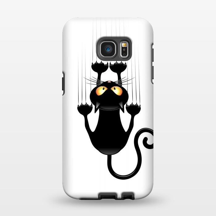 Galaxy S7 EDGE StrongFit Fun Cat Cartoon Scratching Wall by BluedarkArt