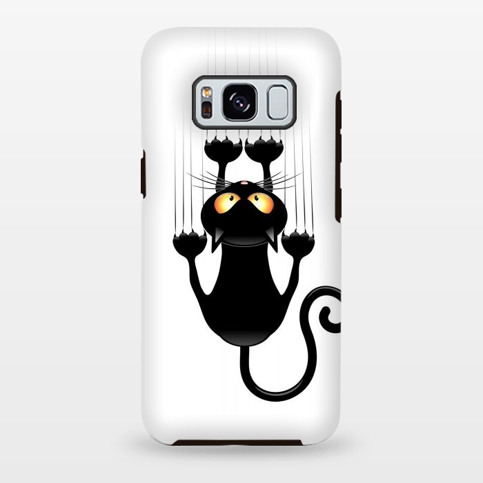 Galaxy S8 plus StrongFit Fun Cat Cartoon Scratching Wall by BluedarkArt
