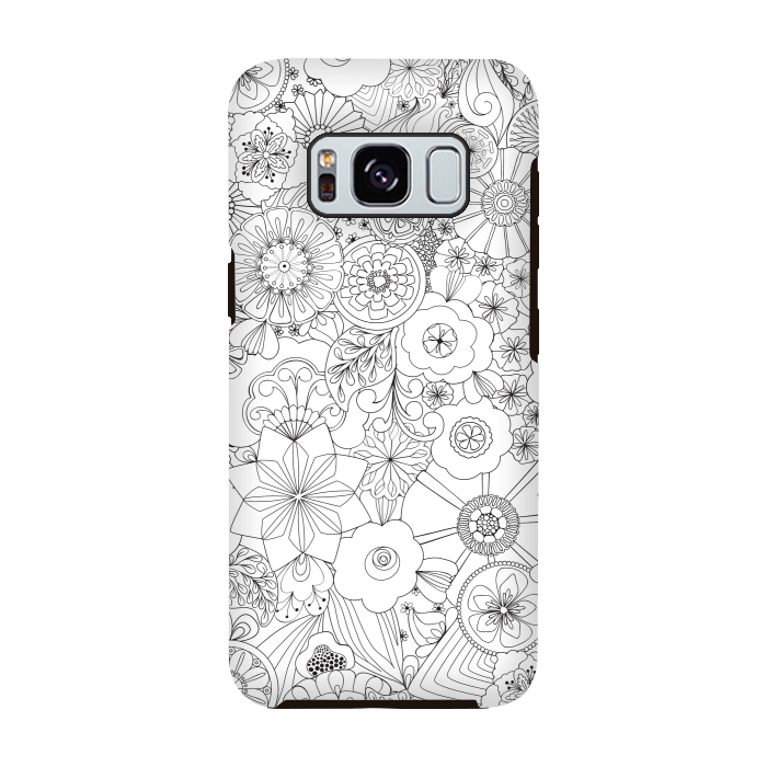 Galaxy S8 StrongFit 70s Blooms in Black and White by Paula Ohreen