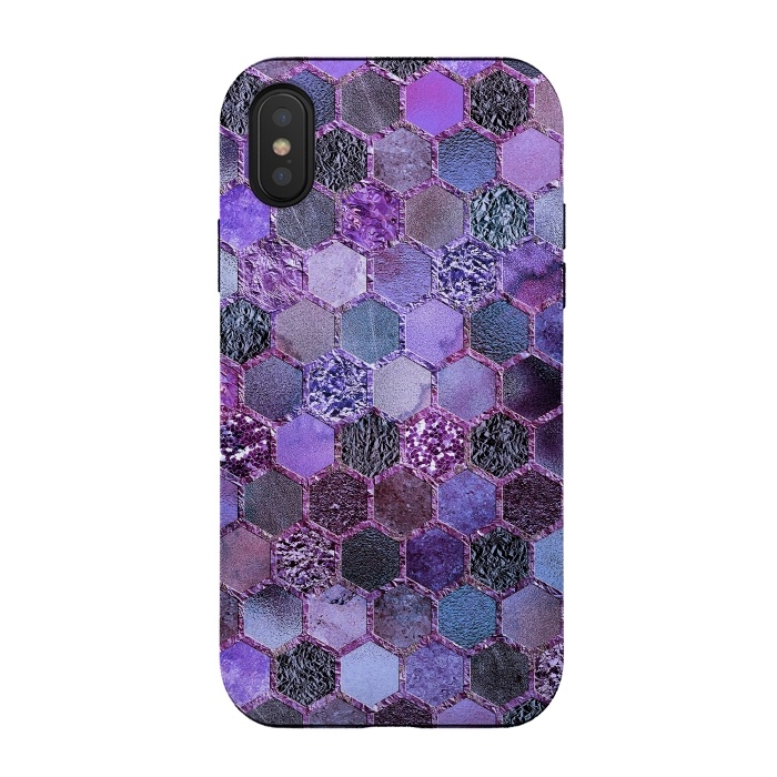iPhone Xs / X StrongFit Purple Metal Honeycomb Pattern by  Utart