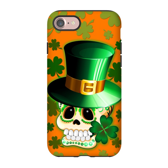 iPhone 7 StrongFit St Patrick Lucky Irish Skull Cartoon  by BluedarkArt