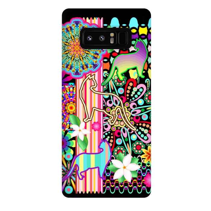 Galaxy Note 8 StrongFit Mandalas, Cats & Flowers Fantasy Pattern  by BluedarkArt