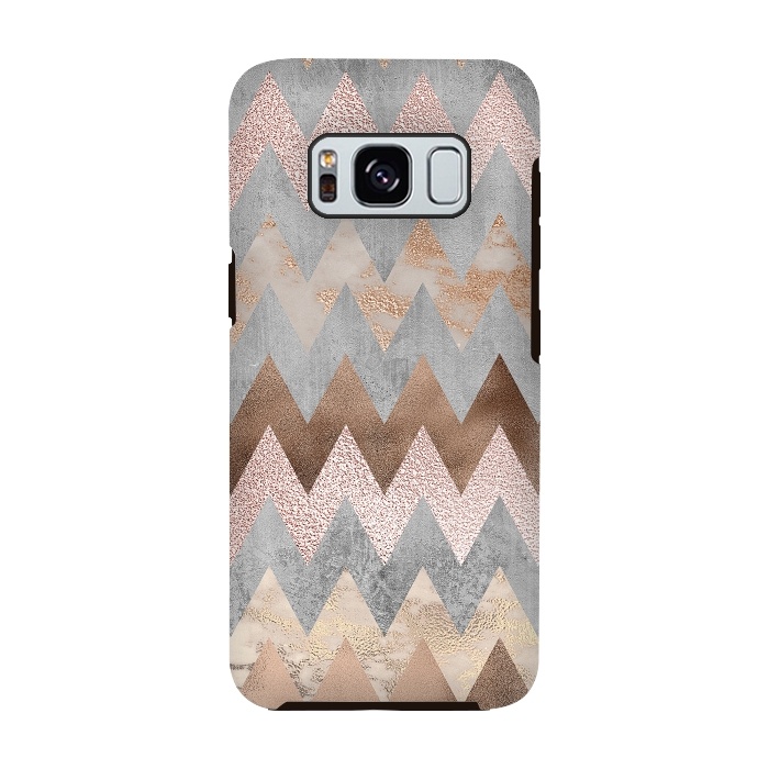 Galaxy S8 StrongFit Rose Gold Marble Chevron by  Utart