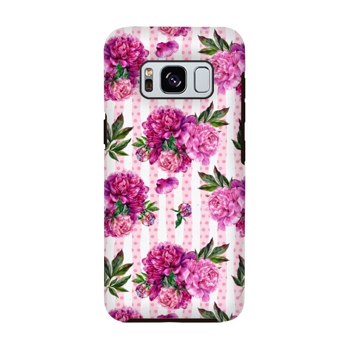 Galaxy S8 StrongFit Stripes and Peonies  by  Utart