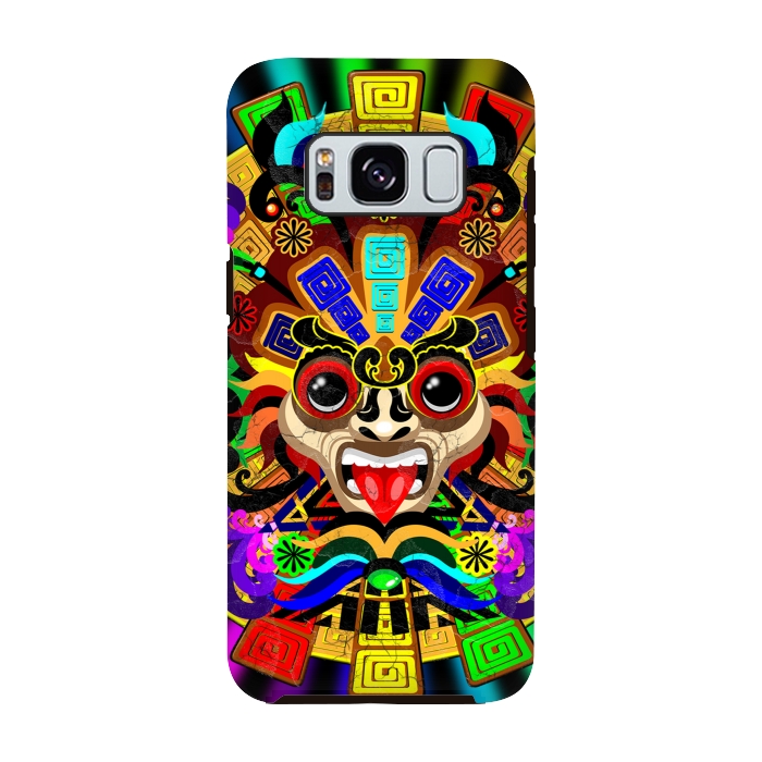 Galaxy S8 StrongFit Aztec Warrior Mask Rainbow Colors by BluedarkArt