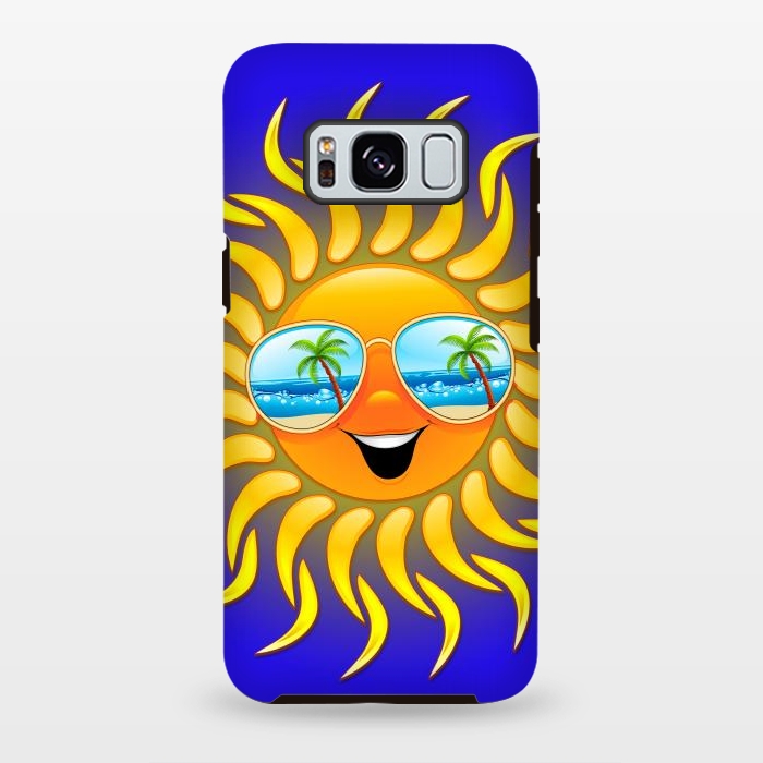 Galaxy S8 plus StrongFit Summer Sun Cartoon with Sunglasses by BluedarkArt
