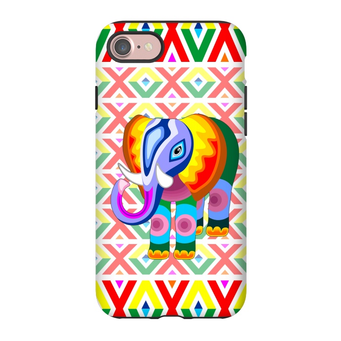 iPhone 7 StrongFit Elephant Rainbow Colors Patchwork by BluedarkArt