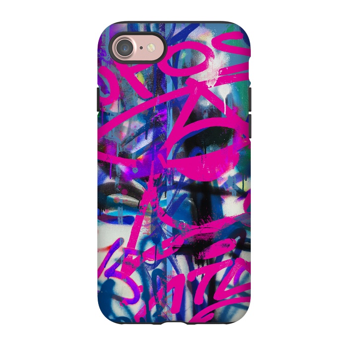 iPhone 7 StrongFit Grafitti Writing Pink Blue by Andrea Haase