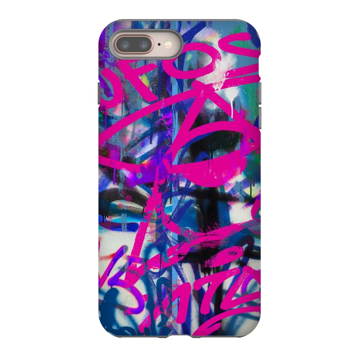 iPhone 7 plus StrongFit Grafitti Writing Pink Blue by Andrea Haase