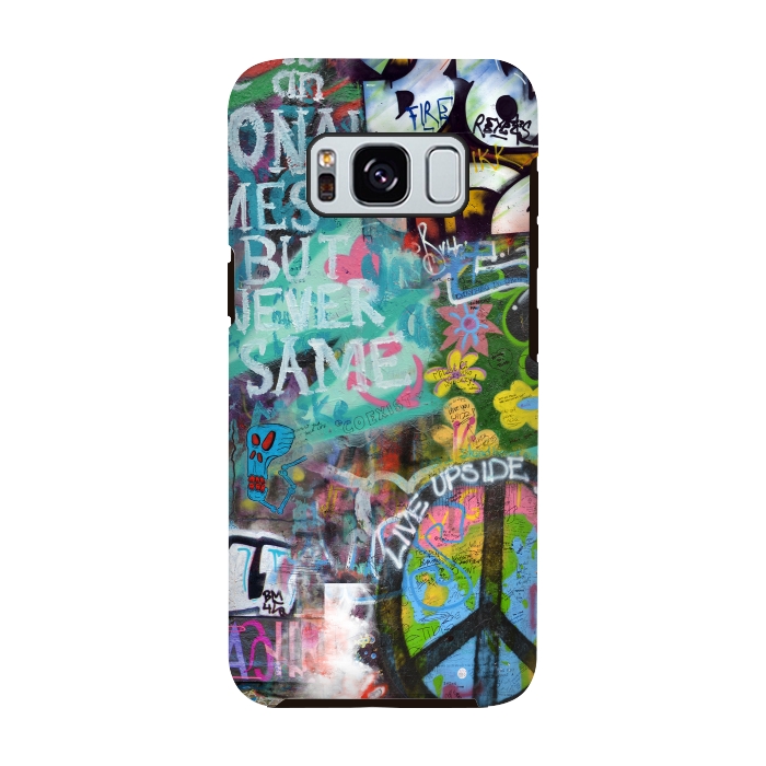 Galaxy S8 StrongFit Graffiti Text And Peace Sign by Andrea Haase