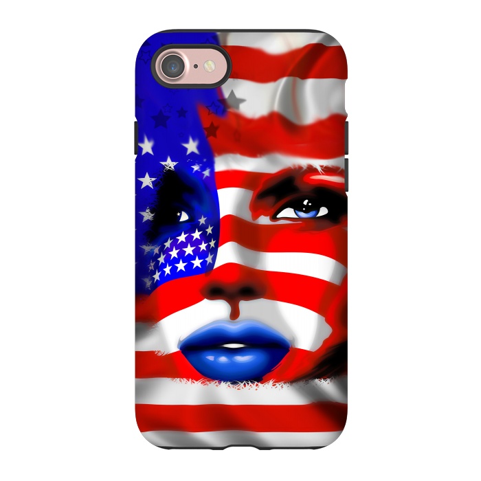 iPhone 7 StrongFit Usa Flag on Girl's Face by BluedarkArt