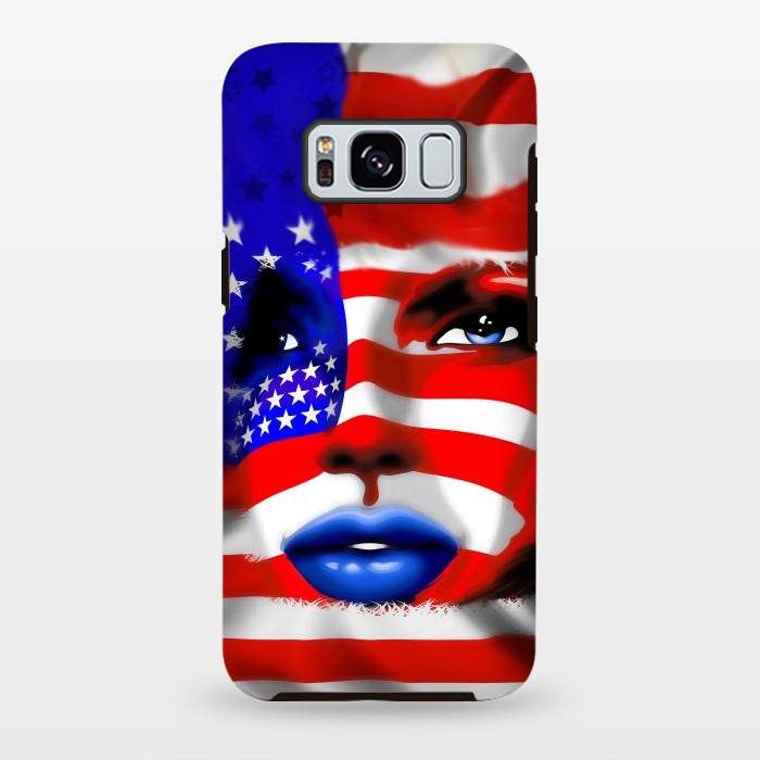 Galaxy S8 plus StrongFit Usa Flag on Girl's Face by BluedarkArt