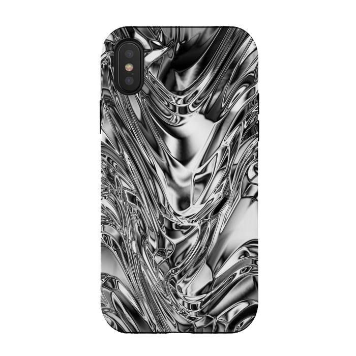 iPhone Xs / X StrongFit Silver Aluminium Molten Metal Digital Texture by BluedarkArt