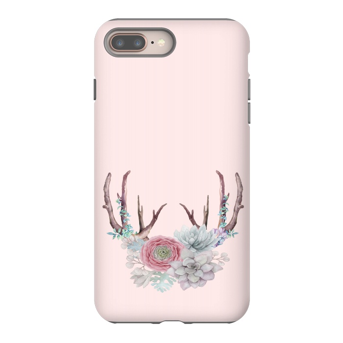 iPhone 7 plus StrongFit Bohomian Art- Antlers Flowers and Cactus by  Utart