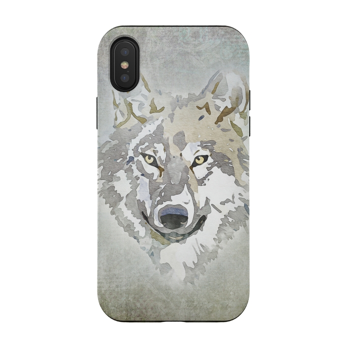 iPhone Xs / X StrongFit Wolf Head Watercolor Art 2 by Andrea Haase