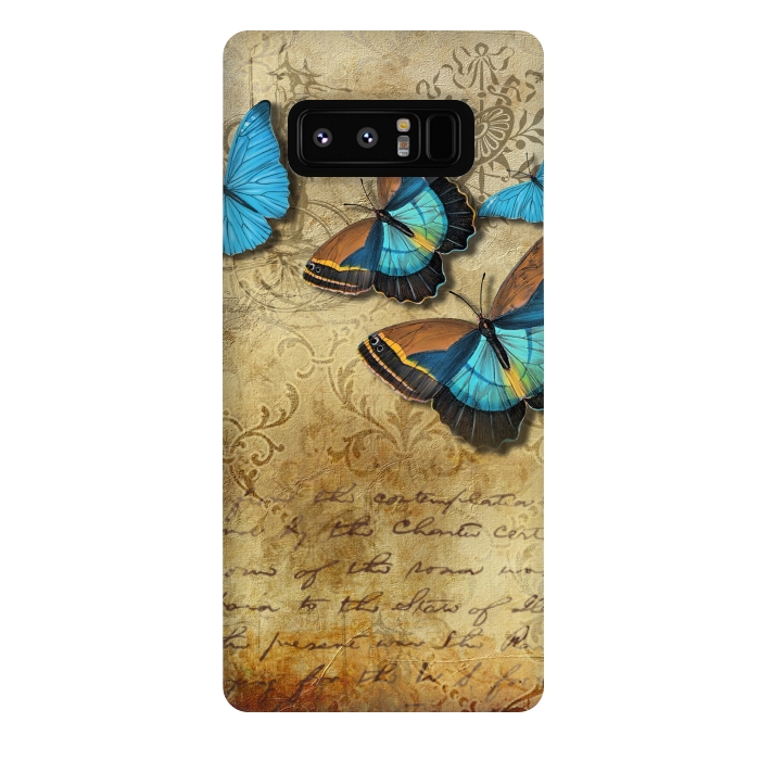 Galaxy Note 8 StrongFit Blue Butterfly Vintage Collage by Andrea Haase