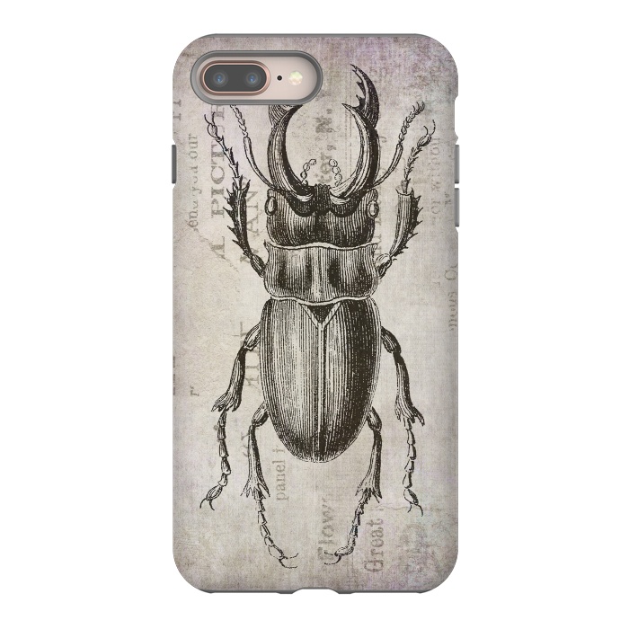 iPhone 7 plus StrongFit Stag Beetle Vintage Mixed Media Art by Andrea Haase