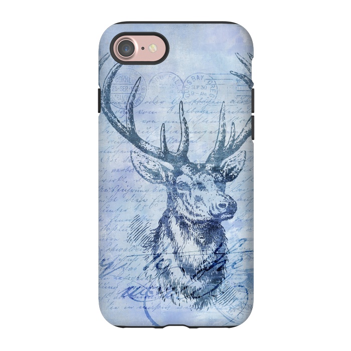 iPhone 7 StrongFit Blue Nostalgic Deer by Andrea Haase