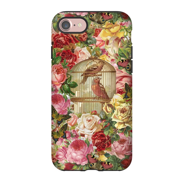 iPhone 7 StrongFit Vintage Bird Cage and Flowers by Andrea Haase