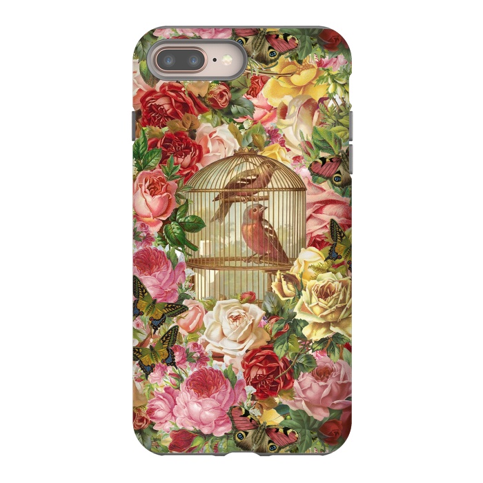 iPhone 7 plus StrongFit Vintage Bird Cage and Flowers by Andrea Haase