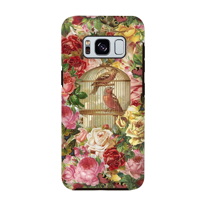 Galaxy S8 StrongFit Vintage Bird Cage and Flowers by Andrea Haase