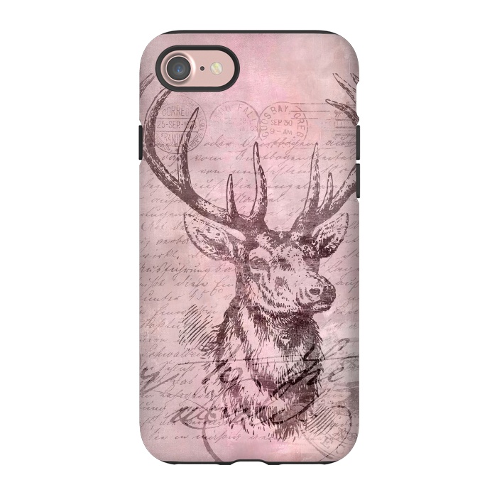 iPhone 7 StrongFit Vintage Deer Pastel Pink by Andrea Haase