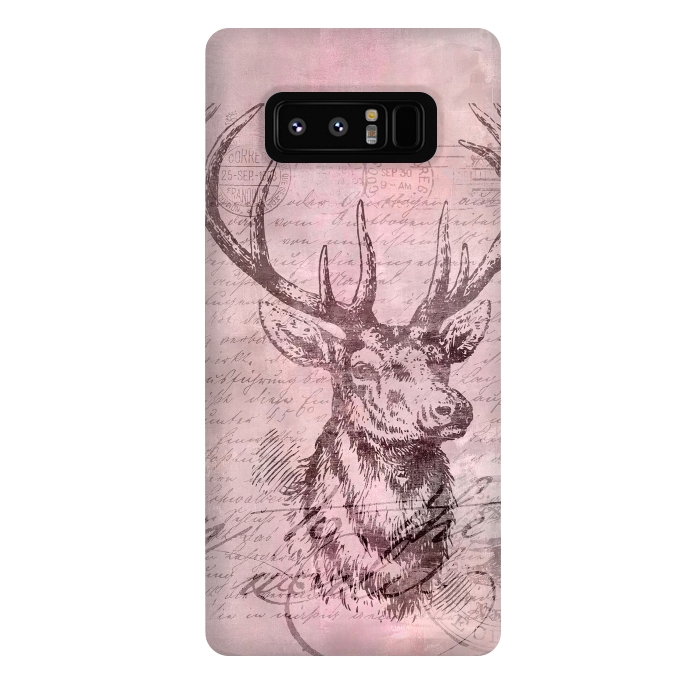 Galaxy Note 8 StrongFit Vintage Deer Pastel Pink by Andrea Haase