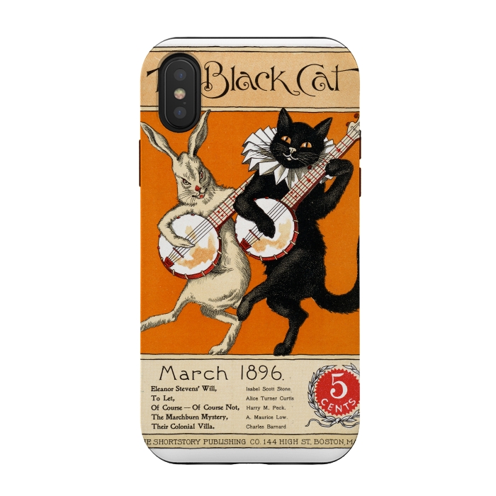 iPhone Xs / X StrongFit Cat And Rabbit Vintage Poster by Andrea Haase