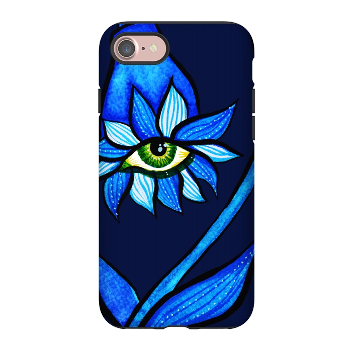 iPhone 7 StrongFit Blue Staring Creepy Eye Flower by Boriana Giormova