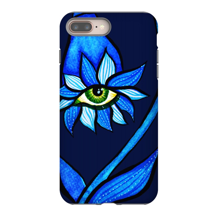 iPhone 7 plus StrongFit Blue Staring Creepy Eye Flower by Boriana Giormova